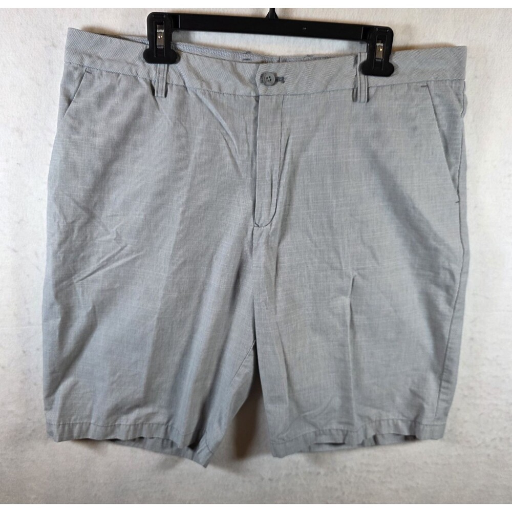 Ashworth Men's Gray Check Golf Shorts 36 Classic Fit Flat Front 10in Pockets